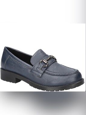 easy street Navy Blue Bit-Accent Slip-On Loafer Size 6 Extra Wide